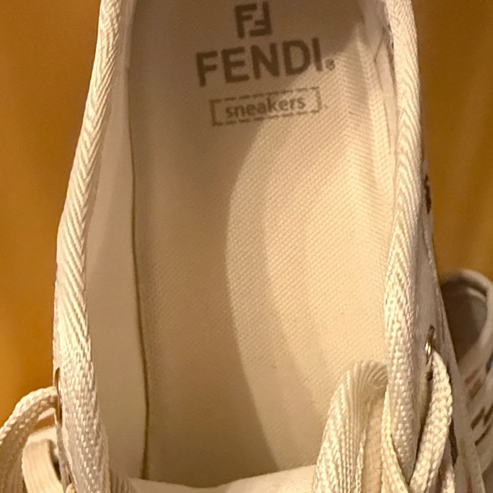 Fendi Cream Canvas Sneakers with Multicolor FF Pattern - Picture 2 of 5